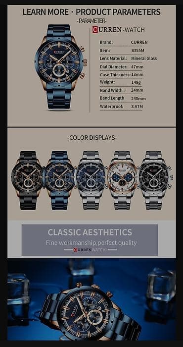 Смарт браслеты: Новый, Наручные часы, Curren, цвет - Серебристый — 9