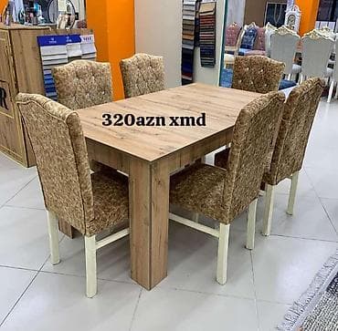 embawood metbex stolu: Mətbəx üçün, Açılmayan, Dördbucaq masa, 6 stul — 1