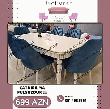 Qonaq otağı üçün, Yeni, Açılan, Dördbucaq masa, 6 stul lalafo.az -da Qonaq otağı üçün, Yeni, Açılan, Dördbucaq masa, 6 stul