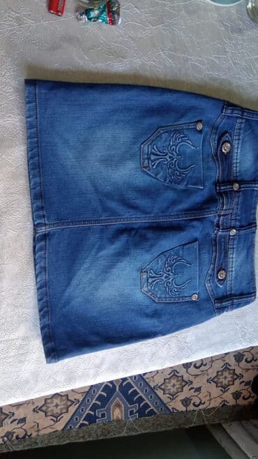 джинсовые юбки на пуговицах: Мини Юбка, Джинс — 1