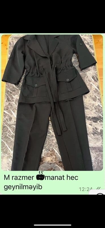 qadın geyimləri və qiymətləri: Qadın geyimləri seti - Qara krujeva uzun don: M razmer. Kəpənək — 21
