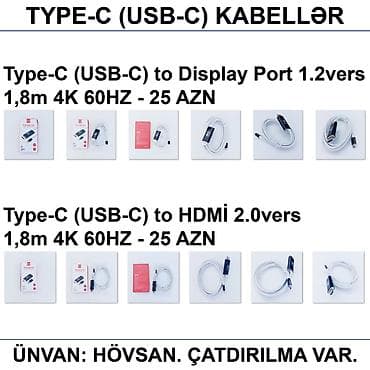 dvi kabel: HDMİ DVİ VGA Display Port Type-C USB Kabellər 📍Ünvan: Bakı şəh — 10
