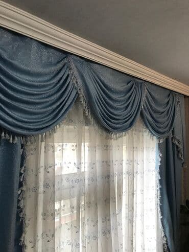 işlənmiş pərdə: İşlənmiş, Pərdə, rəng - Göy — 5