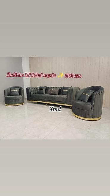 • Qonaq otağı dəsti: 1 ədəd geniş divan + 2 ədəd fırlanan kreslo •