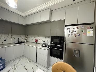 qranit tava: Mətbəx mebel dəsti – L formalı, müasir dizayn - Üst və alt dolablar — 1