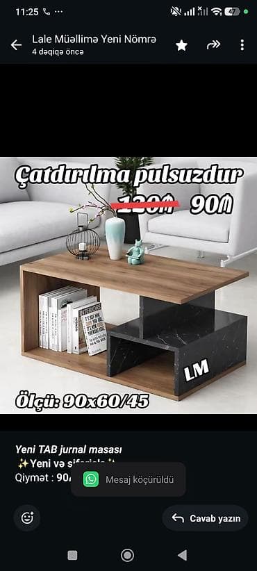 balkon masa: _*Yeni TAB jurnal masası*_ *✨Yeni və sifarişlə✨* Qiymət : *90₼* — 1
