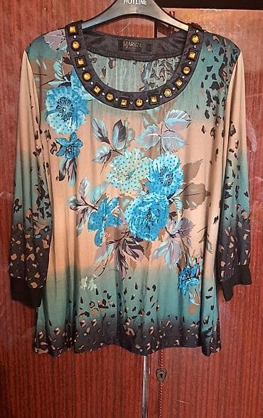Markiza Collection qadın bluzası - Rəng keçidləri: bej-yaşıl-qara — 2