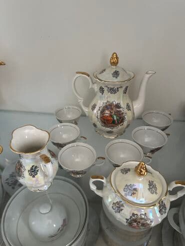 kahla made in gdr: Qəhvə dəsti, rəng - Ağ, Kobalt, Bohemia, 6 nəfərlik, Almaniya — 1