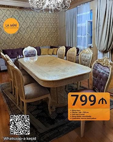 Qonaq otağı üçün, Açılmayan, Oval masa, 6 stul