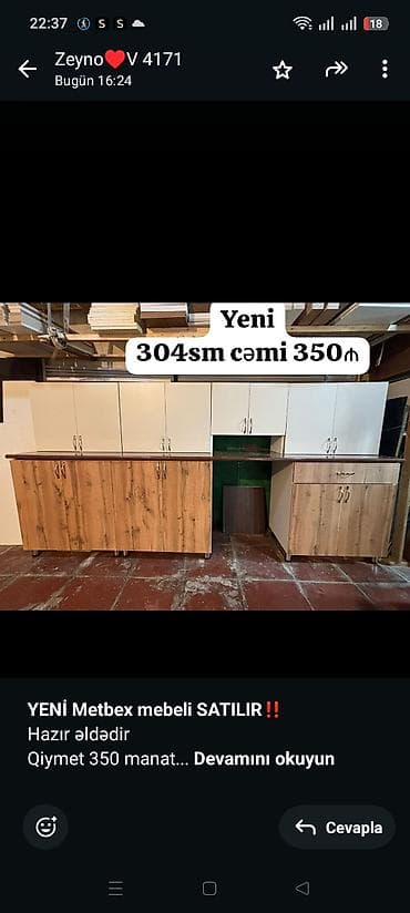*YENİ Metbex mebeli SATILIR*‼️ Hazır əldədir Qiymet 350 manat Olcusu lalafo.az -da *YENİ Metbex mebeli SATILIR*‼️ Hazır əldədir Qiymet 350 manat Olcusu