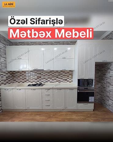 Özəl sifarişlə mətbəx mebeli – klassik üslubda, açıq krem rəngli — 1