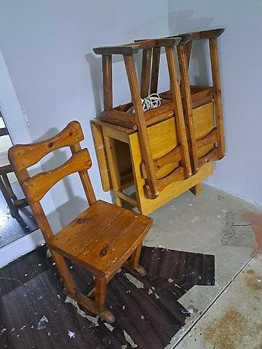 Taxta mebel dəsti + Indesit paltaryuyan maşını Mebel: - Kütüklü