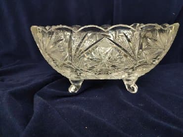 qedmi qablar: Qedimi GDR Almaniya 1940il temiz el retzkali xrustal meyve qab — 2