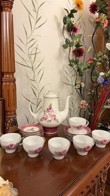 Çay dəsti, rəng - Ağ, Farfor, 6 nəfərlik, Almaniya