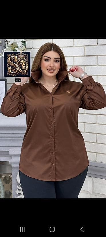 yeni geyim: Qadın üçün klassik düyməli köynək – Plus size - Kəsim: rahat, düz — 6