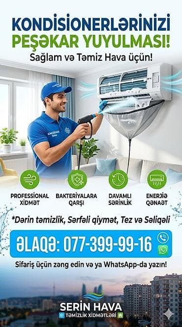 Kondisionerlərin peşəkar yuyulması və dərin təmizlənməsi xidməti lalafo.az -da Kondisionerlərin peşəkar yuyulması və dərin təmizlənməsi xidməti