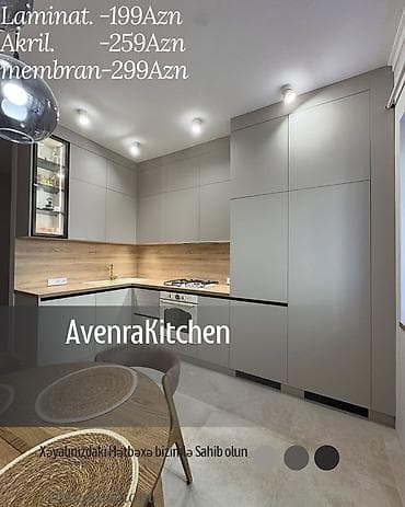 Sifarişlə mətbəx dəsti, Özü çəkən petlələr, Sadə laminat, Kredit var, Pulsuz çatdırılma, Ödənişli çatdırılma, Rayonlara çatdırılma