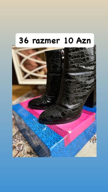 əsgər çəkməsi: Qısaboğaz, Ölçü: 36, rəng - Qara, İşlənmiş — 1