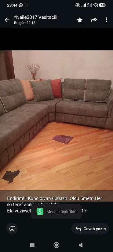Endirim!!! Kunc divan 600azn. Olcu 5metr. Her iki teref acilir ve