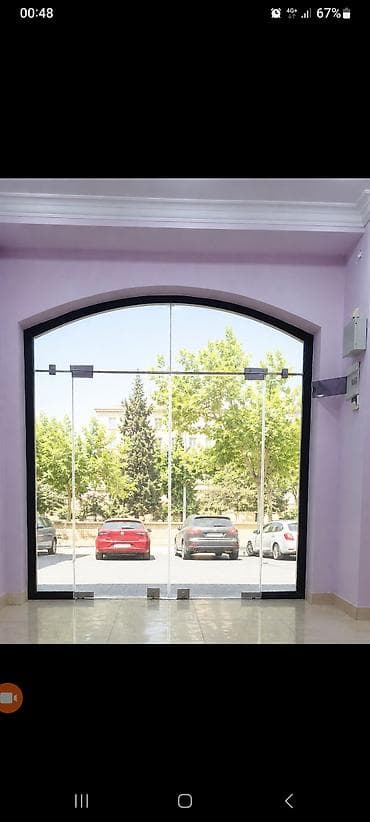 qosa qapi: Şüşə giriş qapısı və tağlı framukoyla (çertyoja uyğun) yeni kimi hec — 3
