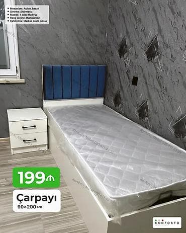 islenmis matras: Çarpayı – 90×200 sm - Mexanizm: açılan, bazalı (yuxarıdan qaldırılan — 1