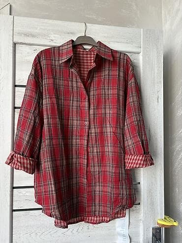 koynekler: Oversize qəfəsli köynək - Model: oversize/relaks kəsim, uzunluq bud — 3