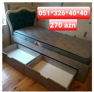 Çarpayılar: Yeni, Təknəfərlik çarpayı, Bazalı, Matrassız, Siyirməsiz, Azərbaycan — 18