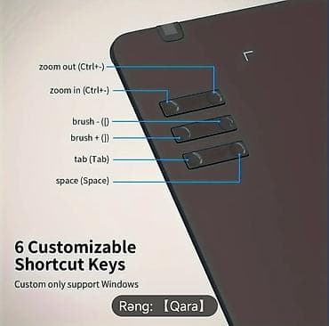 Kompüter, noutbuk və planşetlər: Qrafik rəsm tableti və stylus qələmi – Qara rəng Xüsusiyyətlər: - — 6