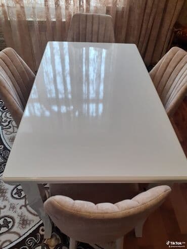 mətbəx ucun stol stullar: Qonaq otağı üçün, Açılmayan, Dördbucaq masa, 4 stul — 1