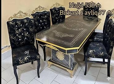 ders masa: Yemək otağı dəstləri – klassik və zərif dizayn Məhsul: 6 nəfərlik — 3