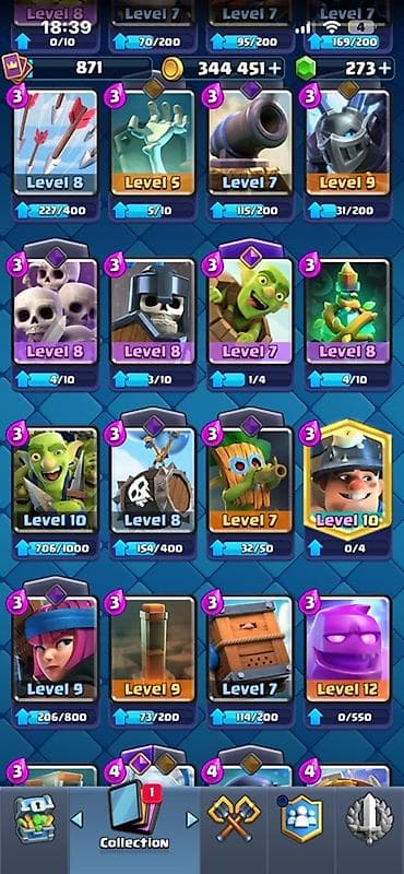 pubg buz 4: Clash Royale hesabı - Kupa: 5238 (rekord 5268) - Qızıl: 344 451 - — 7