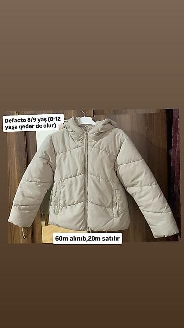 Defacto,60 m alınıb.3-4 defe geyinilib.8 - 9 yaş yazıb amma 12 yaşa