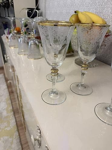 dest qab: Qədəhlər, rəng - Qızılı, Şüşə, 6 ədədli dəst — 2