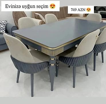 Для гостиной, Новый, Раскладной, Прямоугольный стол, 6 стульев — 1