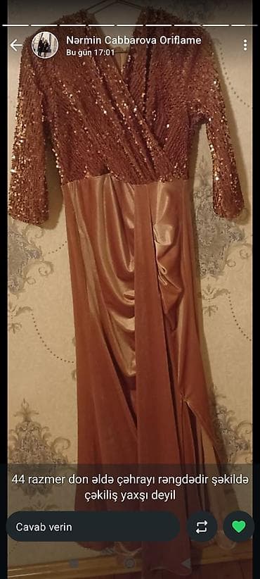 Женская одежда: - Məhsul: Qadın gecə donu - Ölçü: 44 1defe istifadə olunub — 2