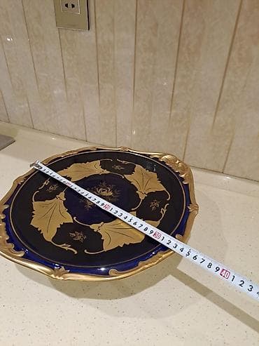 tort qabi: Tort və şiriniyyat qabı, rəng - Qızılı, Şüşə — 3