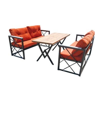 bag ucun divan: Qonaq otağı üçün, Açılmayan, Dördbucaq masa, 6 stul — 4