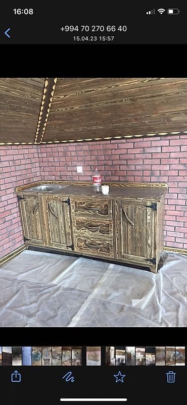 metbex mebeli 2020: Taxtadan hər növ mətbəx mebelləri Rustik üslubda massiv ağac mebellər — 6