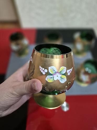 dekorativ qab: Qədəhlər, rəng - Yaşıl, Şüşə — 1