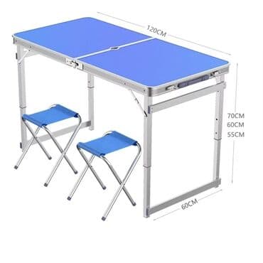 endirimde olan mebeller: Yeni, Dördbucaq masa, 4 stul, Qatlanan çemodan, Stullar ilə, Metal, Çin — 1