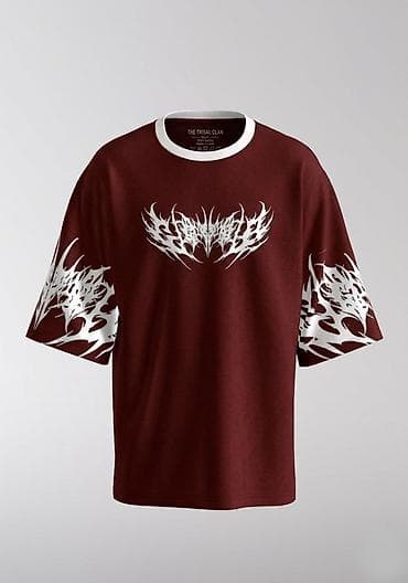 Bordo rəngli qısaqol T‑şört - Brend: The Tribal Clan (etiketdə qeyd — 1