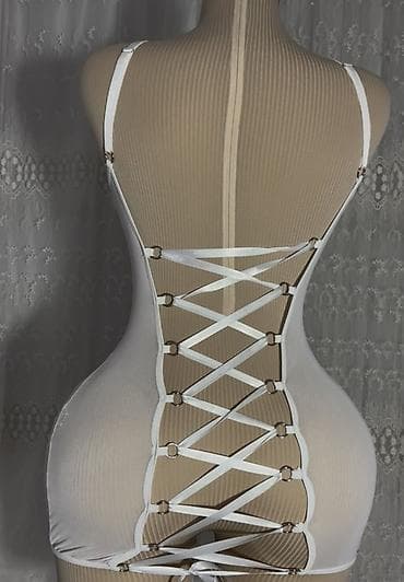 Ağ rəngli şəffaf neglijə/bodi tipli gecə geyimi. - Material: nazik — 2