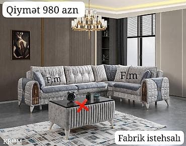 Künc divan dəsti – Fabrik istehsalı Qiymət: 980 AZN - L‑şəkilli künc