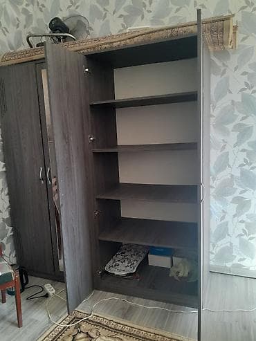 dolablar 2ci əl: 4 qapılı, Güzgülü, Boz, Digər material, Açılan, Düz dolab — 6