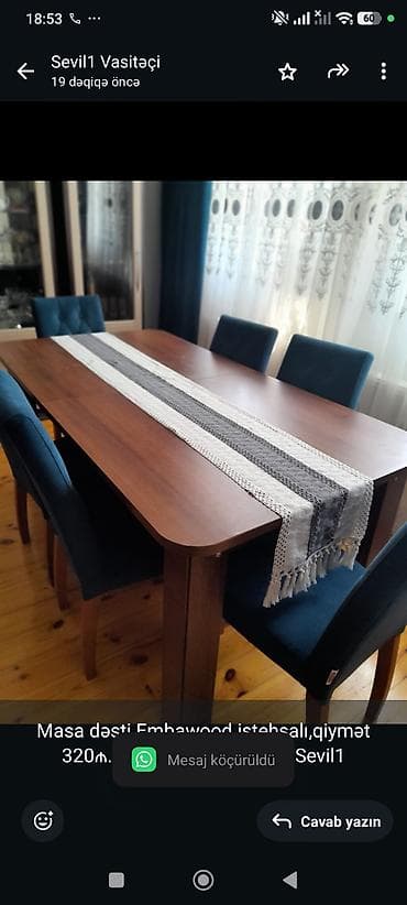 Masa dəsti Embawood istehsalı,qiymət 320₼.Ünvan Maştaga.5052Sevil1 — 1