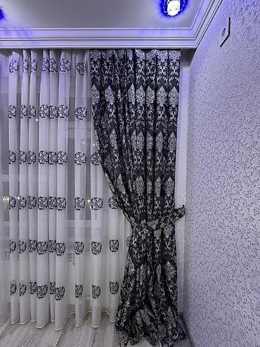 Шторы и жалюзи: Klassik naxışlı pərdə dəsti - Tərkib: Qalın dekorativ pərdə + tül - — 3