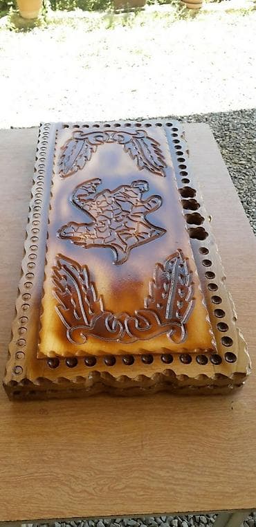 kamp çadiri: Taxta oyma nərd dəsti - Material: tam ağacdan (qatı, cilalanmış), əl — 1