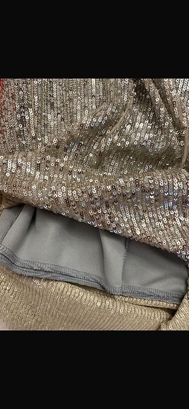 vecerni donlar instagram: Parlaq payetli gecə/libas - Rəng: şampan/qızılı metallik - Dizayn — 3