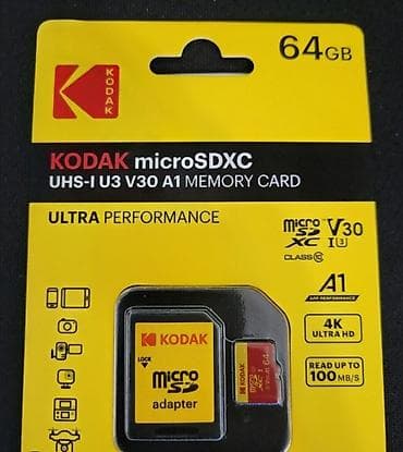 Kodak microSDXC yaddaş kartı + SD adapteri - Tutum: 64 GB -