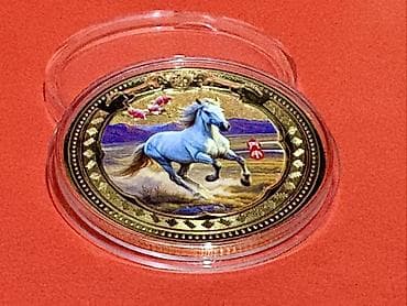 qedim pullar aliram: Mövzu: At təsvirli xatirə sikkələri – 2 ədəd dəst - Məhsul: Rəngli — 4